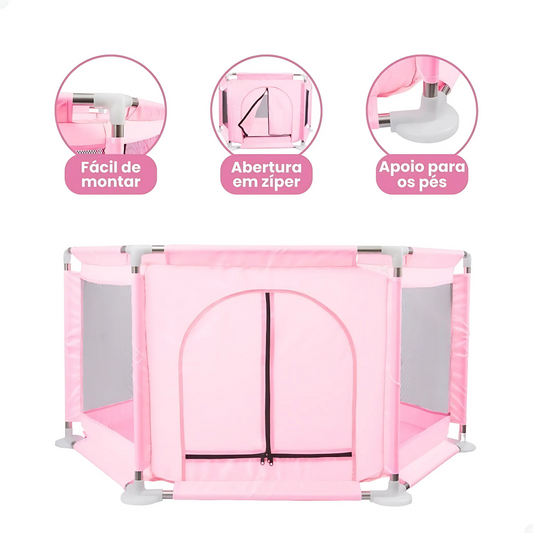Cercadinho Para Bebê Portátil com Tela de Segurança – Montagem Fácil