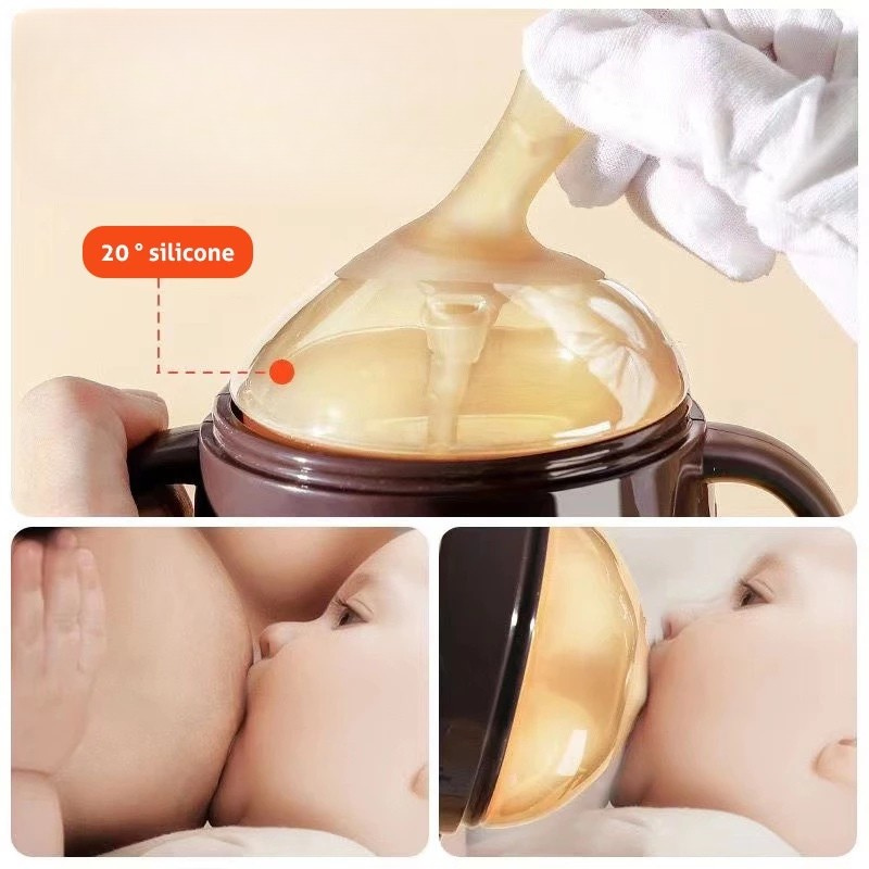 Mamadeira de Silicone que Imita o Seio Materno – 150ml e 240ml para Bebês de 0 a 36 Meses