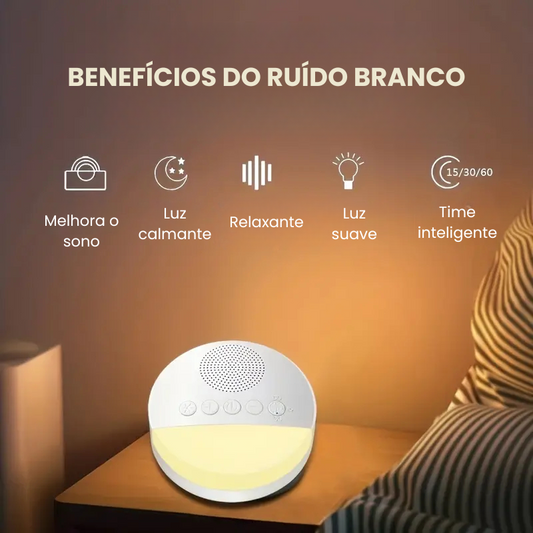 Máquina de Ruído Branco com Luz Noturna – Sono Tranquilo para Bebês e Adultos