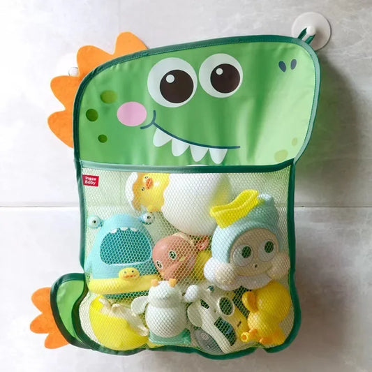Dinossauro animal brinquedos de banho do bebê organizador crianças arrumado armazenamento sucção banheiro banheira boneca pendurado saco cesta saco malha brinquedos água