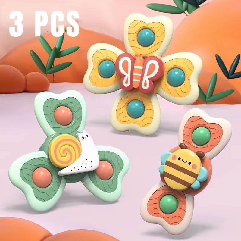 KIT 3 Brinquedo Infantil Chocalho Giratório com Spinner Brinquedos para bebê Banho