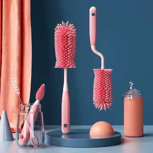 Kit de Limpeza Completo 360 Graus para Mamadeira, Chupeta e Canudo - Escova de Silicone e Ferramentas Pequenas