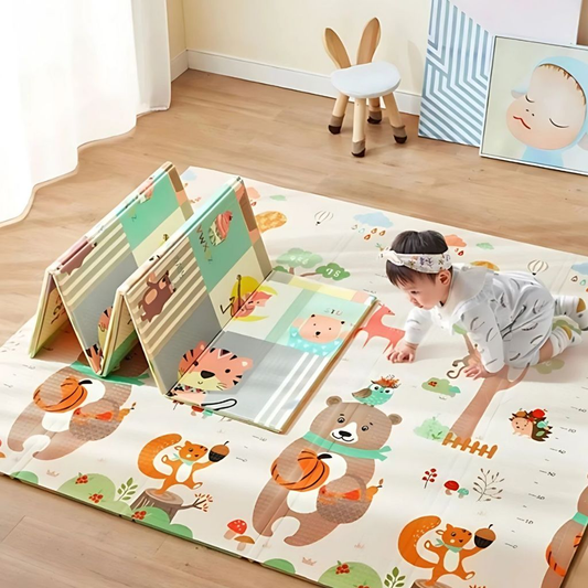 Tapete Atividade Tatame Bebê Infantil Térmico Dobrável 200x150cm Impermeável Dupla Face Emborrachado