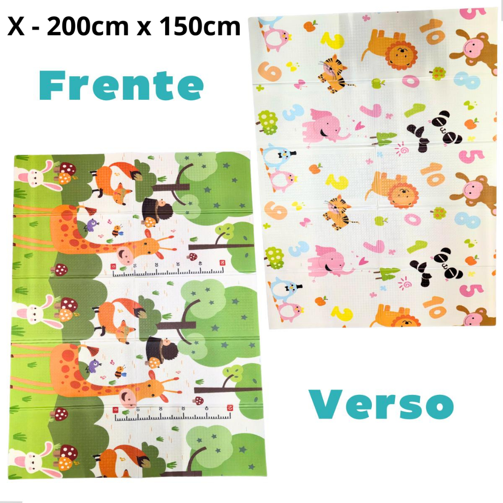 Tapete de Atividades Infantil Térmico Dobrável 200x150cm – Impermeável, Dupla Face e Antialérgico