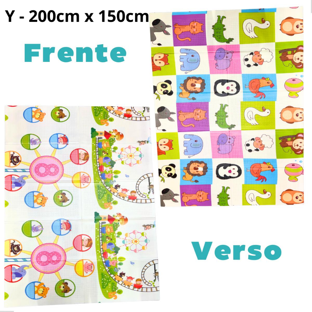 Tapete de Atividades Infantil Térmico Dobrável 200x150cm – Impermeável, Dupla Face e Antialérgico