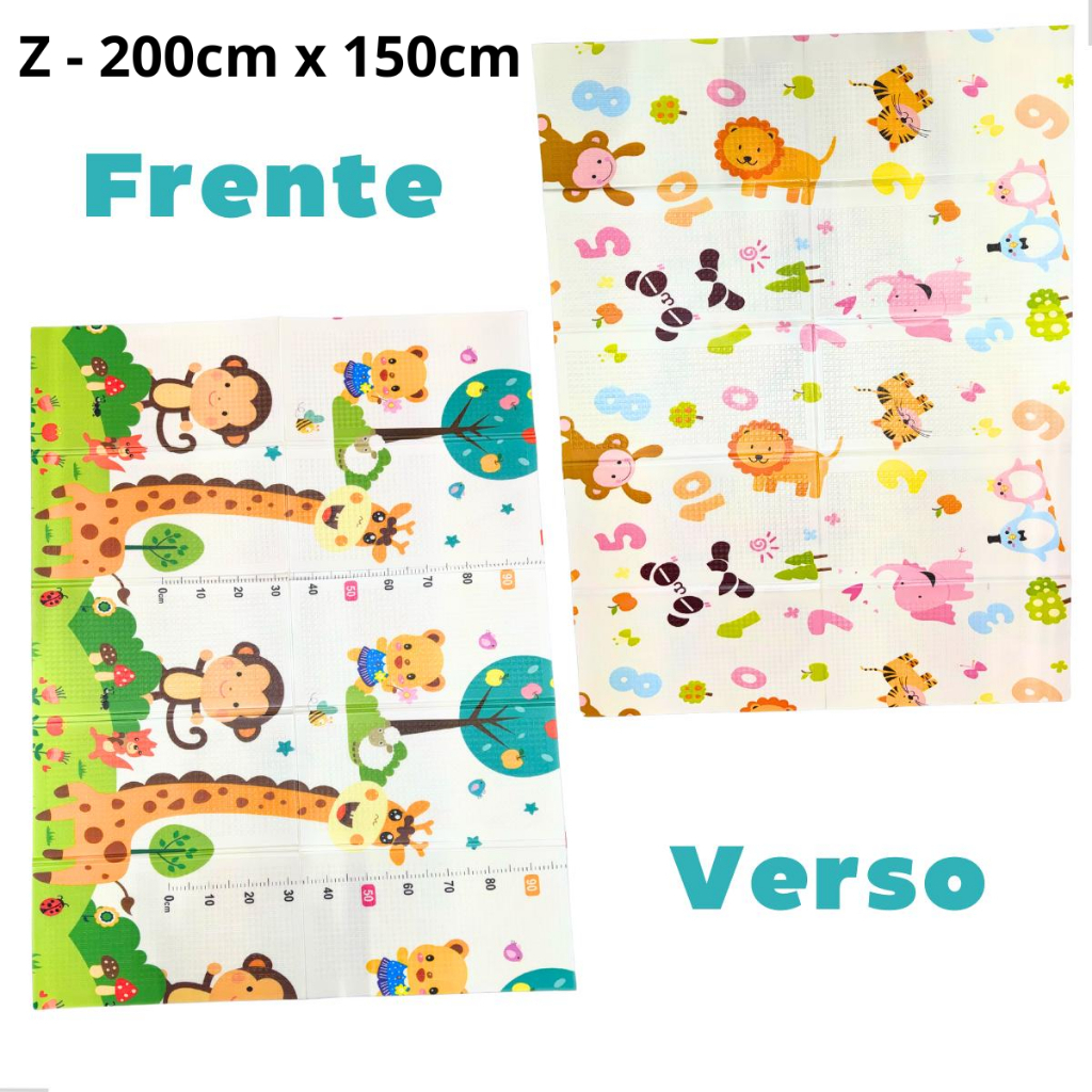 Tapete de Atividades Infantil Térmico Dobrável 200x150cm – Impermeável, Dupla Face e Antialérgico