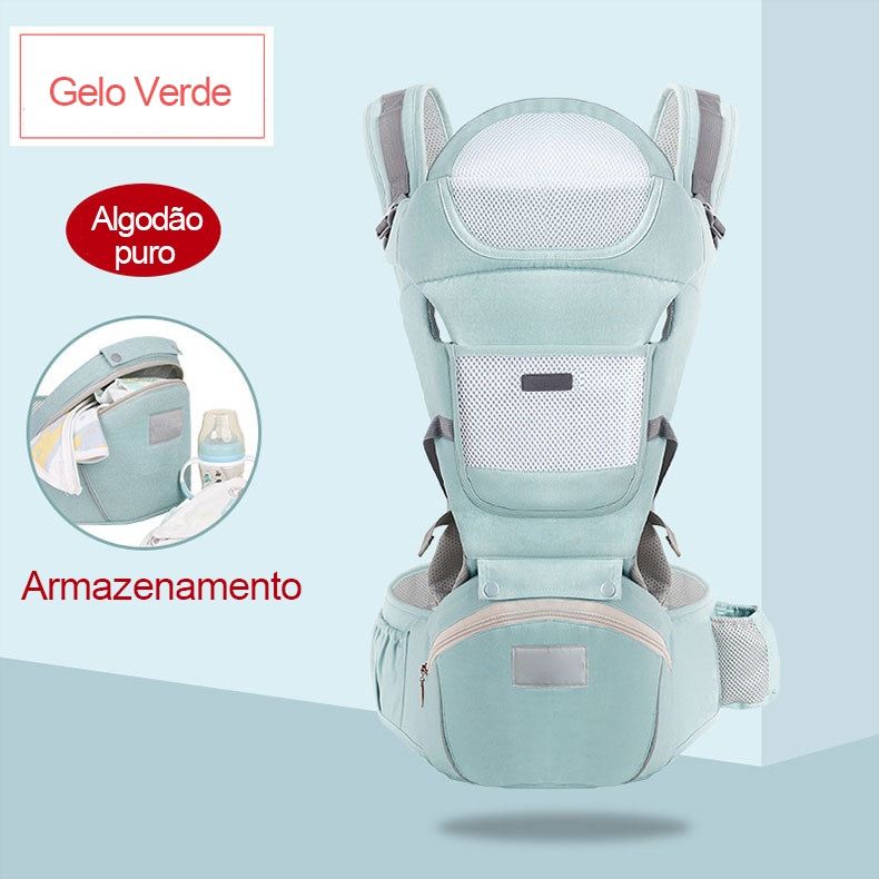 Canguru Ergonômico 3 em 1 com Banco de Cintura – Para Bebês até 3 Anos