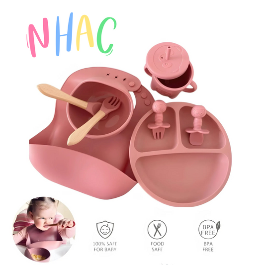 Kit Alimentação Bebê 8 Peças em Silicone BPA Free