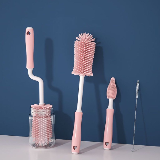 Kit de Limpeza Completo 360 Graus para Mamadeira, Chupeta e Canudo - Escova de Silicone e Ferramentas Pequenas